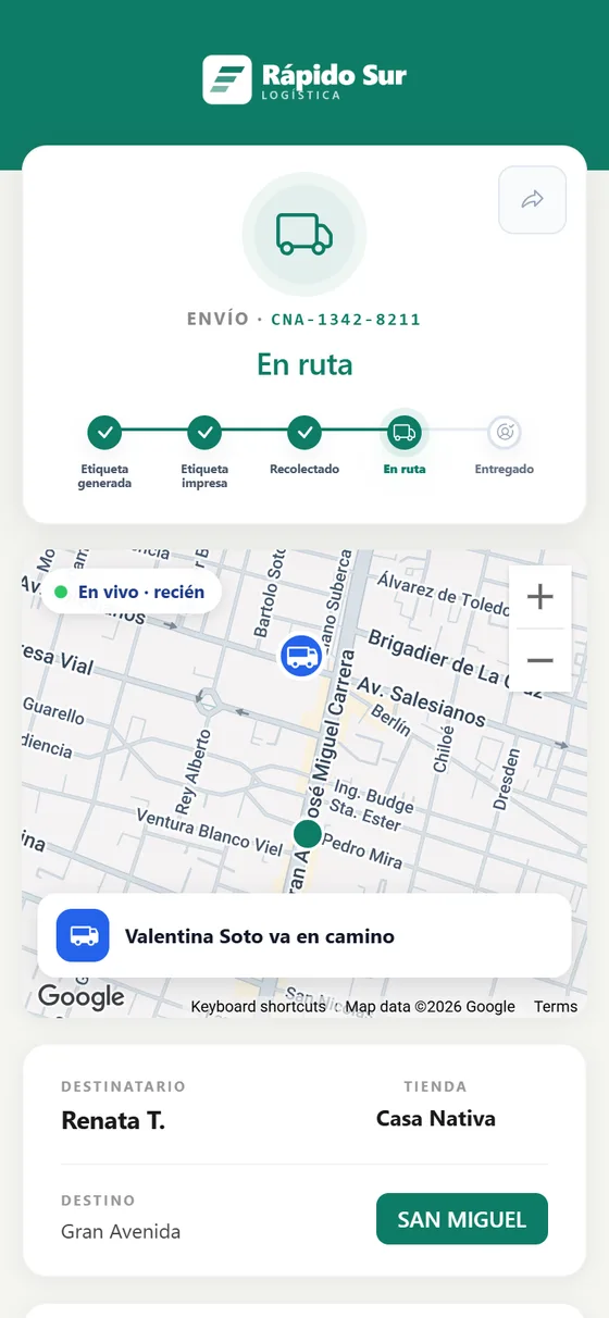Seguimiento de un envío con la marca del operador